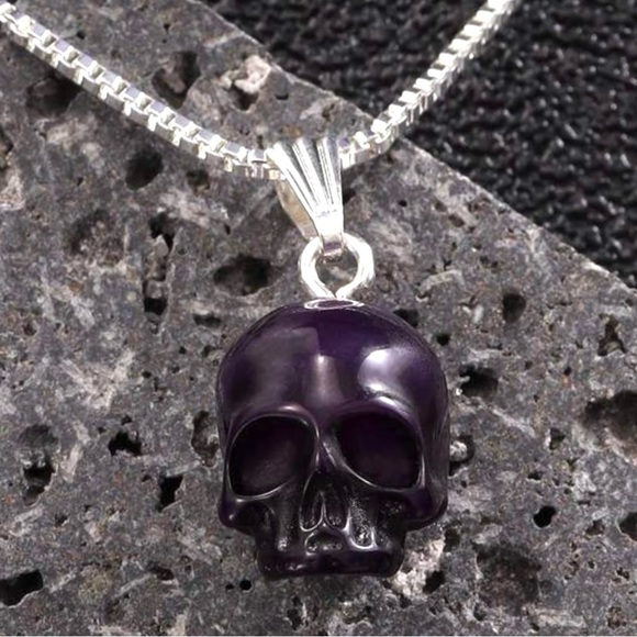 Black Sugar Skull~ Dia de Los Muertos Bones Anatomy Gothic Horror Scary Necklace - Picture 4 of 9